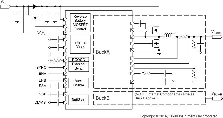 TPS43350-Q1 TPS43351-Q1 simp_blk_dia_front_SLVSAR7.gif