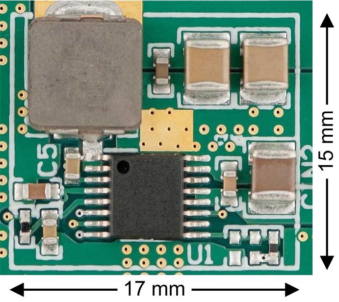 automotive power supply evaluation demo board LM53602-Q1 LM53603-Q1 solution_size_snvsa42.jpg